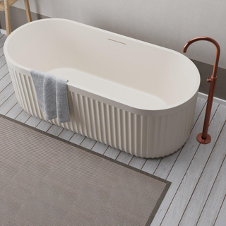 Ideavit ARCHTEC-CRM Vrijstaand Bad - 170x75x60cm - Rock Texture - overloopgat - klikwaste - verstelbare poten - Crème beige