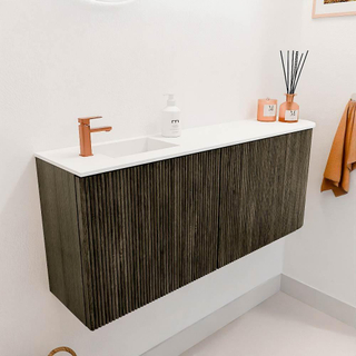 Mondiaz JOYA 101.6cm toiletmeubel - ronding rechts kleur Shadow - Wastafel FAYE positie Links 1 kraangat kleur Talc.