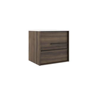 Saniclass Prime Essential Wastafelonderkast - 60x55x46cm - 2 lades - Standaard greep - MDF - noten (hout)