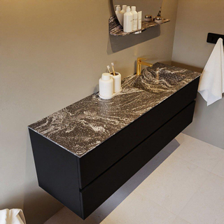 Mondiaz VICA-DLUX ensemble de meuble de salle de bain - 150cm - meuble sous-vasque urban - 2 tiroirs - lavabo encastré cloud droite - 1 trou de robinet - miroir modèle spot - version XL 60cm de haut - lave