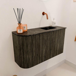 Mondiaz JOYA-DLUX 71.6cm toiletmeubel - ronding links kleur Shadow - Wastafel FAYE positie Rechts Zonder kraangat kleur Lava.