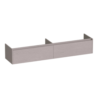 BRAUER Embrace wastafelonderkast - 198x35x45.5cm - 2 softclose lades - greeploos - 2 sifon uitsparingen - Timber Greige