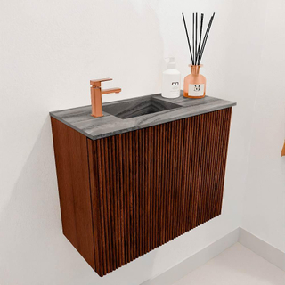 Mondiaz JOYA-DLUX 50cm toiletmeubel - kleur Ruby - Wastafel FAYE positie Links 1 kraangat kleur Sombra.