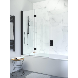 Crosswater Design New Pare-bain à 2 éléments 106x150cm avec charnières noir mat et verre clair