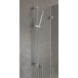 Hotbath Archie Barre de douche 90cm avec coude mural, flexible de douche 150cm et douchette inox