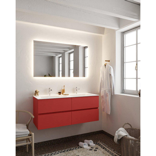 Mondiaz VICA ensemble de meuble de salle de bain - 120cm - meuble sous-vasque fire - 4 tiroirs - lavabo cloud double - 2 trous de robinet - version XL 60cm haut