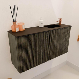 Mondiaz JOYA 80cm toiletmeubel - kleur Shadow - Wastafel FAYE positie Rechts 1 kraangat kleur Urban.
