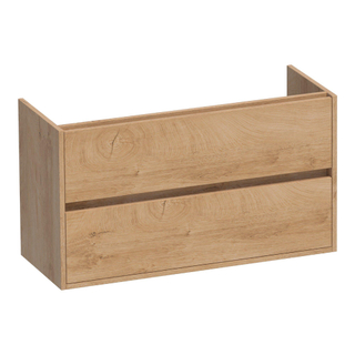 BRAUER Adore wastafelonderkast ondiep - 100x39x55cm - 2 softclose lades - greeploos - 1 sifon uitsparing - Forest Tan