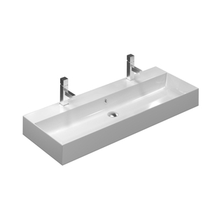 Type wastafel model Cube - 1x kom 2x kraangat wit