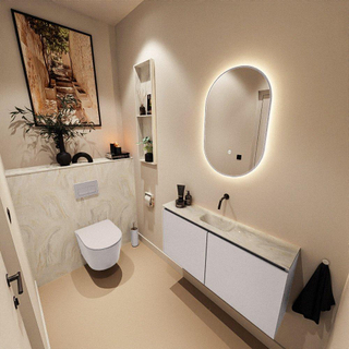 MONDIAZ TURE-DLUX Meuble toilette - 100cm - Cale - EDEN - vasque Ostra - position centrale - sans trou de robinet