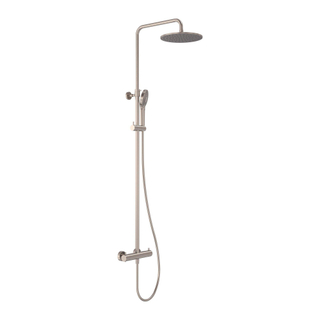MAY Algemeen Regendoucheset opbouw met thermostaat incl. 3-standen handdouche en hoofddouche Ø 25cm Geborsteld nickel PVD