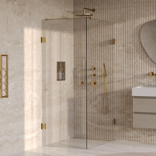 BRAUER Void Carving Cabine de douche - 80x120x200cm - porte battante - revêtement verre - réversible - verre clair - PVD or brossé