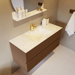 Mondiaz VICA-DLUX ensemble de meuble de salle de bain - 110cm - meuble sous-vasque reposant - 2 tiroirs - lavabo encastré cloud milieu - 1 trou de robinet - version haute de 60cm - ostra