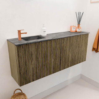 Mondiaz JOYA-DLUX 100cm toiletmeubel - kleur Dusk - Wastafel FAYE positie Links 1 kraangat kleur Sombra.