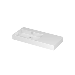 INK Unlimited lavabo - 100x45x11cm porcelaine gauche avec 1 trou de robinet - blanc brillant