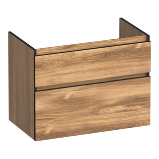 BRAUER Delight Edge meuble sous lavabo 80 2 tiroirs softclose - sans poignée - 1 découpe pour le siphon - Honey