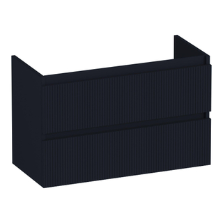 BRAUER Joy Wavy wastafelonderkast ondiep 80 2 softclose lades - greeploos - 1 sifon uitsparing - mat zwart