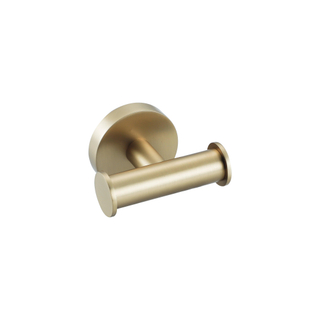 Fortifura Calvi Handdoekhaak - rond - dubbel - Geborsteld Messing PVD (Goud)