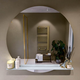 Mondiaz SPOT Miroir de salle de bain - rond 110cm - plan de couverture miroir - couleur Argile