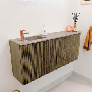 Mondiaz JOYA-DLUX 101.6cm toiletmeubel - ronding rechts kleur Dusk - Wastafel FAYE positie Links 1 kraangat kleur Saba.