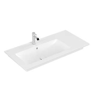 Villeroy & Boch Venticello Lavabo pour meuble 100x50cm 1 vasque gauche et 1 trou percé (2 trours perçables) avec trop-plein Ceramic+ stone white