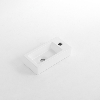 QeramiQ Dely Fontein - 38x18.5x9cm - keramiek - kraangat rechts - Mat wit