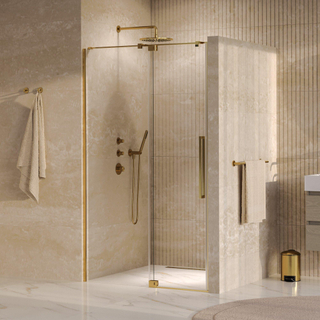 BRAUER Stellar Porte de niche - 2 pièces - 120x200cm - porte battante - revêtement de verre - réversible - verre clair - Chrome