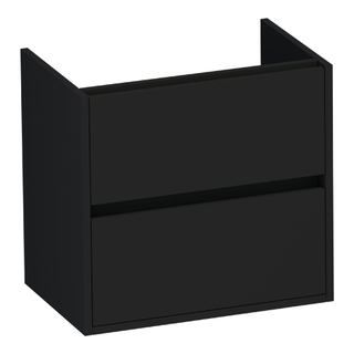 BRAUER Adore meuble sous lavabo peu profond - 60x39x55cm - 2 tiroirs softclose - sans poignée - 1 découpe pour le siphon - noir mat