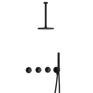 Hotbath Cobber IBS70 Regendoucheset inbouw - 30cm plafondarm - 20cm ronde hoofddouche - staafhanddouche - mat zwart