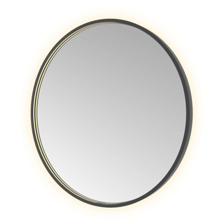 Hotbath &MORE Spiegel Round direct en indirect LED spiegelverwarming dimbaar met afstandsbediening Geborsteld zwart PVD