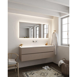 Mondiaz VICA Ensemble de meuble de salle de bain - 150cm - meuble sous-vasque fumée - 2 tiroirs - lavabo nuage milieu - sans trou de robinet version XL 60cm de haut