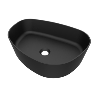 Arcqua Rocker vasque - 50x37x13cm - pose sur plan - droite - organique - marbre coulé noir mat