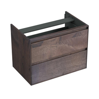 Forzalaqua Reno 2.0 meuble sous lavabo 80x51x60cm avec 2 tiroirs sans poignée à fermeture douce Chêne massif Charbon