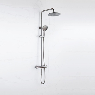 FugaFlow Eccelente Sobrado Ensemble de douche pluie - thermostatique - pommeau 25cm - douchette ronde - Gunmetal PVD
