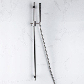FortiFura Calvi Ensemble de douche avec barre curseur - douchette stylo - flexible lisse - Gunmetal PVD