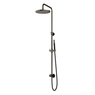 Hotbath Cobber M438 ensemble de douche pluie avec inverseur et flexible de douche de 150 cm avec douche principale ronde de 30 cm douchette à main fer vieilli