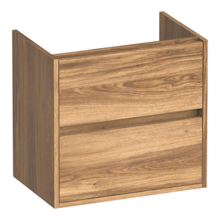BRAUER Adore wastafelonderkast ondiep - 60x39x55cm - 2 softclose lades - greeploos - 1 sifon uitsparing - Honey