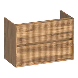 BRAUER Adore Wavy wastafelonderkast ondiep 80 2 softclose lades - greeploos - 1 sifon uitsparing - Honey