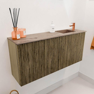 Mondiaz JOYA-DLUX 90cm meuble de toilette - couleur Dusk - Vasque FAYE position Droite 1 trou de robinet couleur Arena.