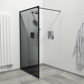 Saniclass Bellini Inloopdouche - 120x200cm - veiligheidsglas - rook glas - mat zwarte lijst rondom - anti kalk SHOWROOMMODEL