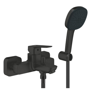 Grohe Cubeo Badkraan - met omstel - S koppelingen - inclusief handdouche en doucheslang - mat zwart