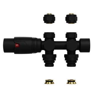 Belrad Radiatorkraan - 19.8x4.3 - thermostatisch - muur- en vloeraansluting - 1/2MX16/2 M30 - mat zwart