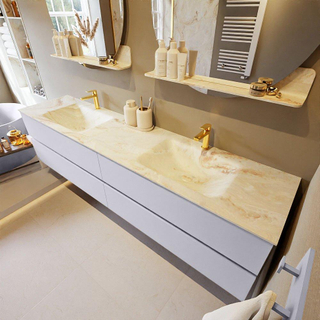 Mondiaz VICA-DLUX Badkamermeubelset - 70cm - rust - 2 lades - Inbouw wastafel CLOUD - midden - zonder kraangat - kleur Frappe - XL versie 60cm hoog