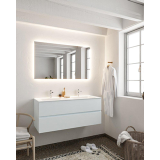 Mondiaz VICA ensemble de meuble de salle de bain - 120cm - meuble sous-vasque argile - 2 tiroirs - lavabo nuage double - 2 trous de robinet - miroir LED - version XL 60cm de haut