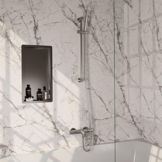 BRAUER Stripe Mitigeur thermostatique de douche - SET 01 - apparent - barre coulissante - douchette à main - flexible de douche - couleur inox brossé PVD