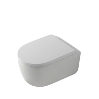 FugaFlow Eccelente Pietra Swirl Wandclosetset - 36.5x53.0cm - diepspoel - rimless - softclose zitting - glans wit