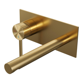 BRAUER Stripe Mitigeur lavabo encastré - bec droit et plaque de recouvrement - modèle A2 - or brossé PVD