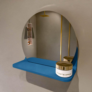Mondiaz SPOT Badkamerspiegel - rond 30cm - spiegelplanchet - kleur Jeans