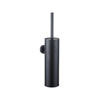 Fortifura Calvi toiletborstelhouder - gesloten model - wand - rond - mat zwart OUTLETSTORE