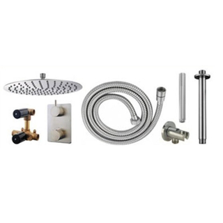 Wiesbaden Caral Set de douche à encastrer thermostatique rond type 203 30cm Inox brossé